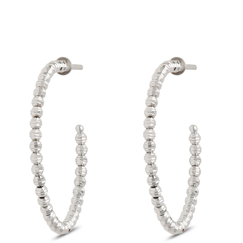 Toscano 25MM Beaded Hoop Earrings in 14K White Gold
