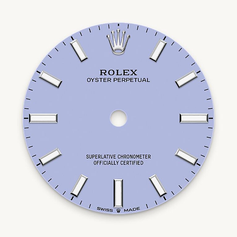 rolex oyster perpetual in oystersteel, m277200-0014 - lavender dial - ben bridge