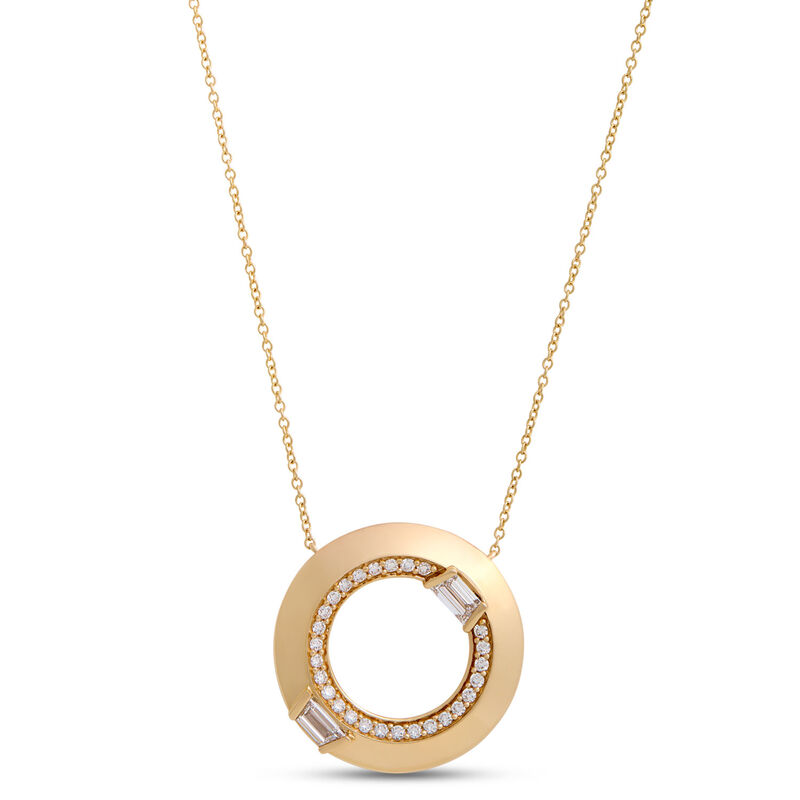 Open Center Circle Pendant with Diamonds, 1 Carat, 14K Yellow Gold image number 0
