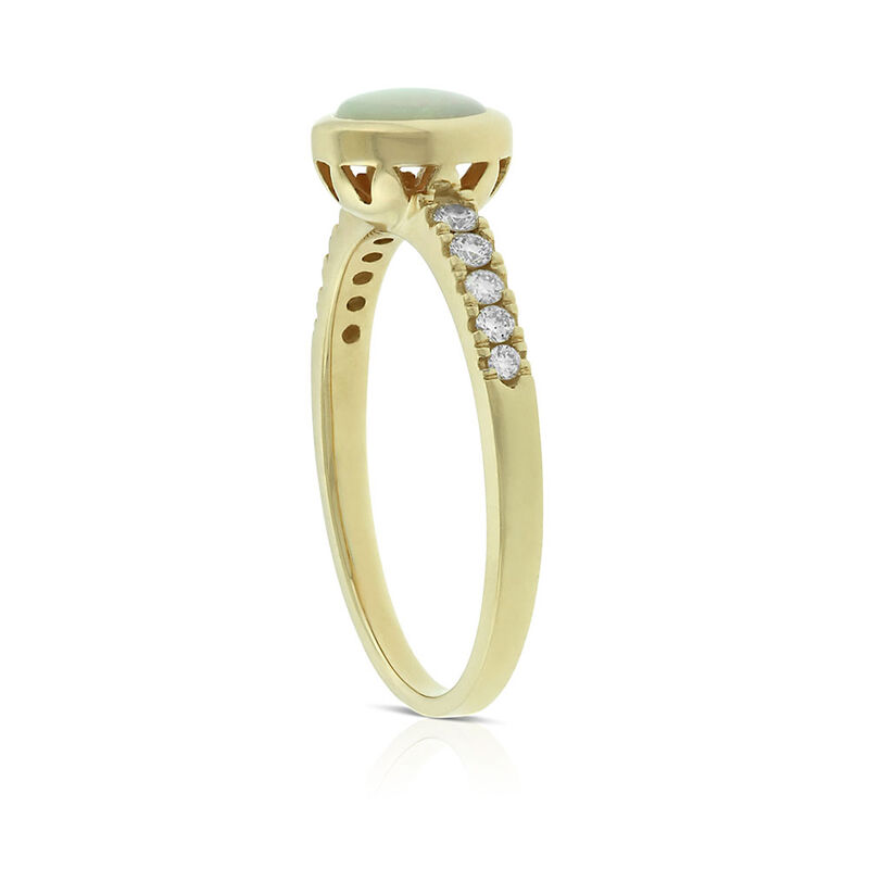 Bezel Set Opal & Diamond Ring 14K image number 1