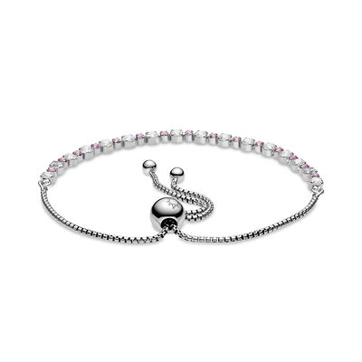 Pandora Pink Sapphire & Clear CZ Sparkle Slider Bracelet
