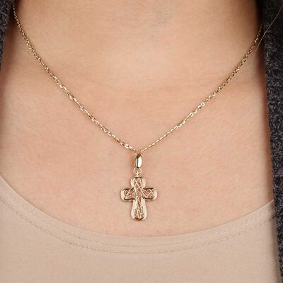 Toscano Webbed Center Cross Pendant 14K
