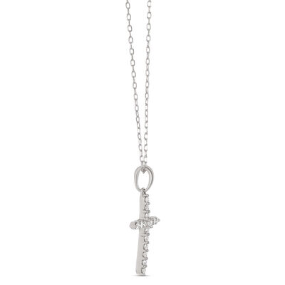 Diamond Cross Pendant, 14K White Gold