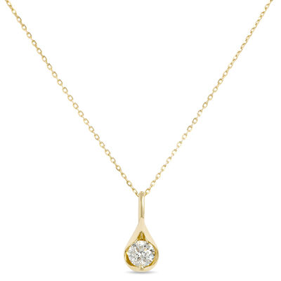 Classic Round Diamond Pendant, &frac12; Carat, 14K Yellow Gold
