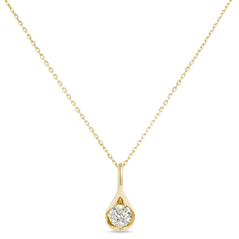 Classic Round Diamond Pendant, &frac12; Carat, 14K Yellow Gold image number 0