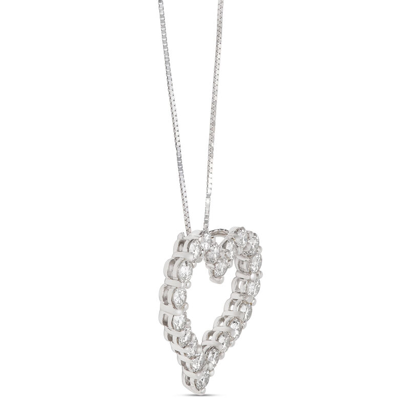 Round Diamond Heart Pendant, 14K White Gold image number 1