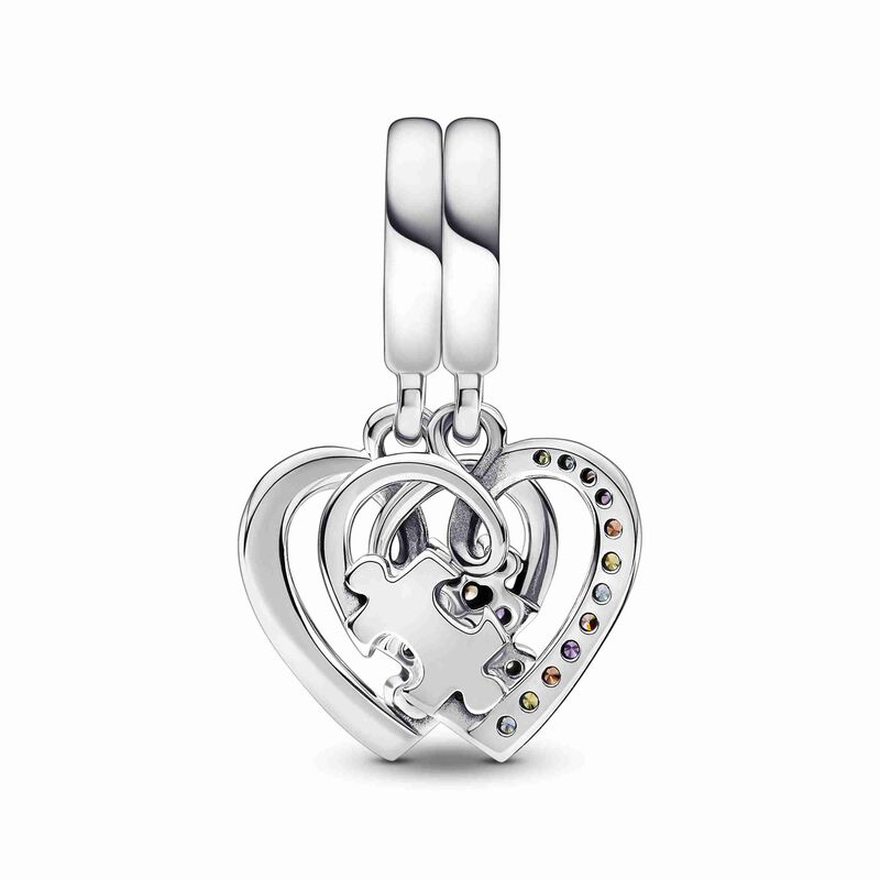 Pandora Puzzle Piece Hearts Splittable Friendship Dangle Charm image number 1