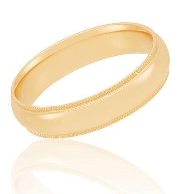 Yellow Gold Polished Milgrain Edge Comfort Fit 5mm Band 18K