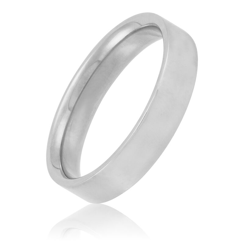 White Gold Polished Pipe Comfort Fit 4mm Band 14K image number 0