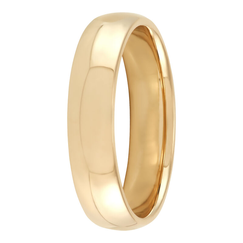 Yellow Gold Polished Rounded Comfort Fit 5mm Band 18K image number 0