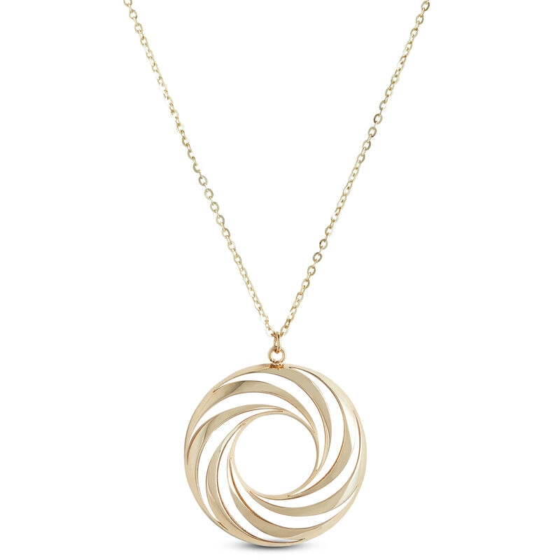 Toscano Woven Circle Pendant Necklace, 14K Yellow Gold image number 1