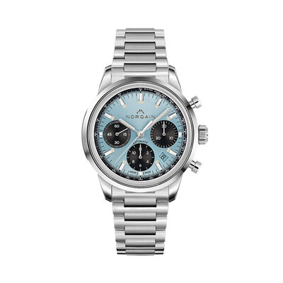 Norwain Freedom 60 Chrono Limited Edition Watch Ice Blue Dial Steel Bracelet, 40mm
