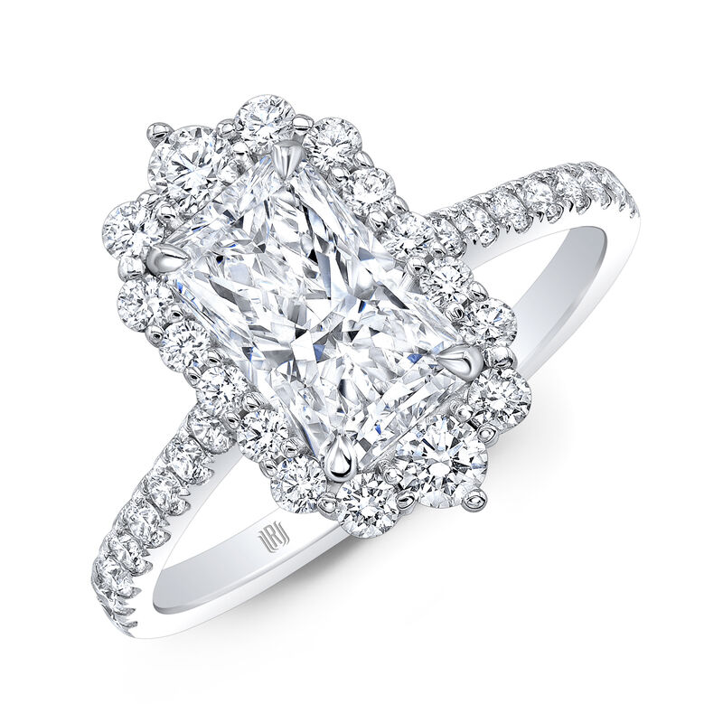 Rahaminov Cushion Cut Halo Engagement Ring, 18K White Gold image number 0