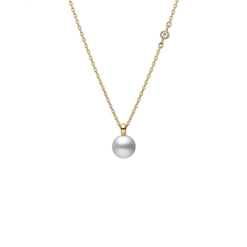 Mikimoto Akoya Cultured Pearl with Diamond Pendant, 18K Yellow Gold image number 0