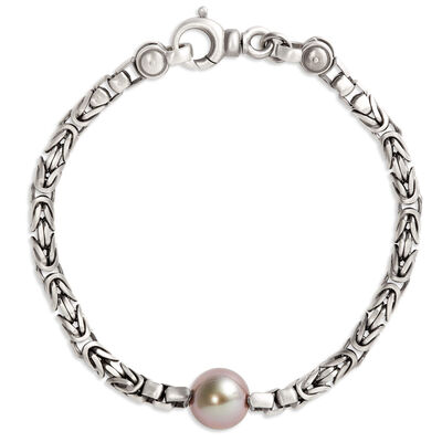 	8.5-Inch Ruthenium and Pearl Bracelet