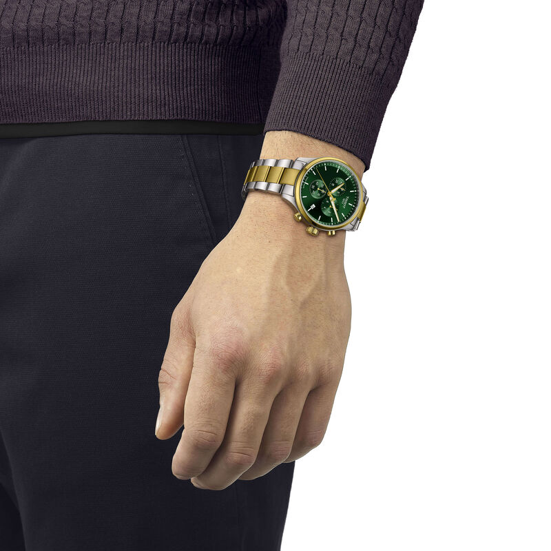 Tissot Chrono XL Classic Gold PVD Green Dial Quartz Watch, 45mm image number 1