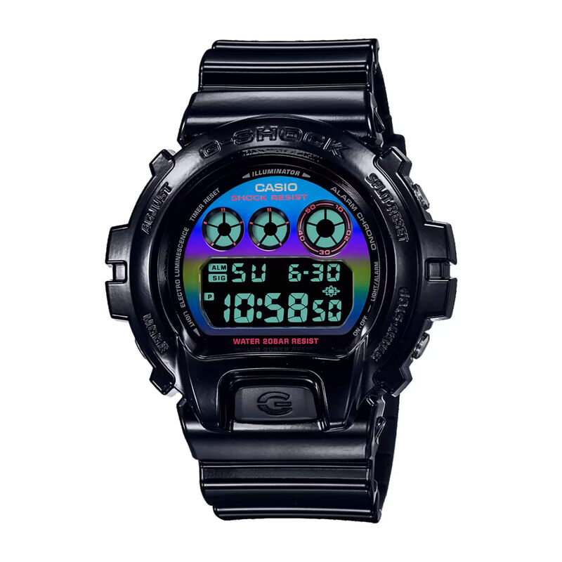 G-Shock Digital Watch Rainbow Dial Black Resin Strap, 53.2mm image number 0