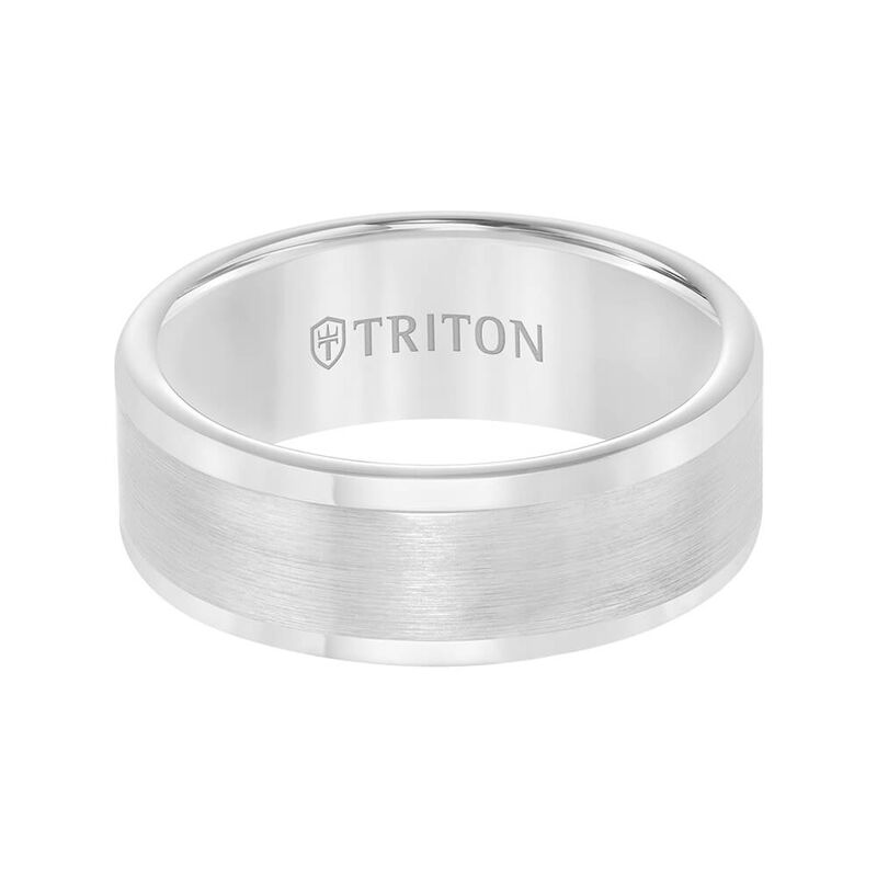 TRITON Contemporary Comfort Fit Satin Finish Band in White Tungsten, 8 mm image number 2