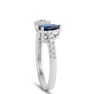 Sapphire & Diamond Open Shank Ring 14K