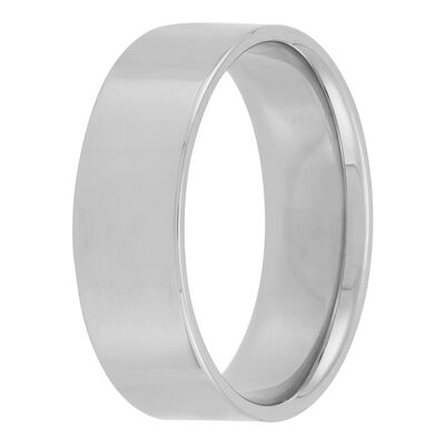 White Gold Polished Pipe Comfort Fit 7mm Band 18K