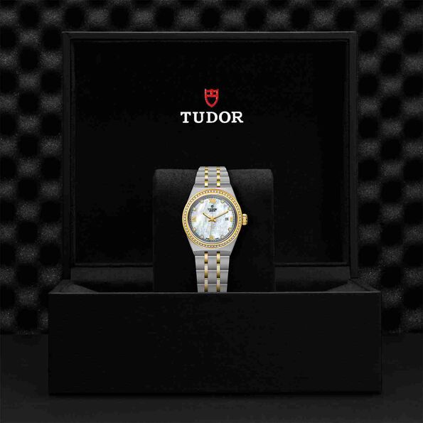 TUDOR Royal Watch Steel Case Gem Set White Dial Steel and Gold Bracelet, 28mm