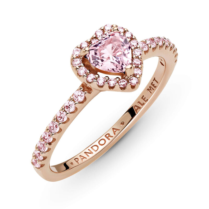 Pandora Sparkling Elevated Pink Crystal Heart & CZ Ring image number 4