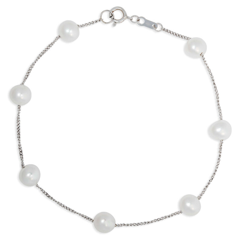 Freshwater Cultured Pearl Bracelet, 14K White Gold image number 0