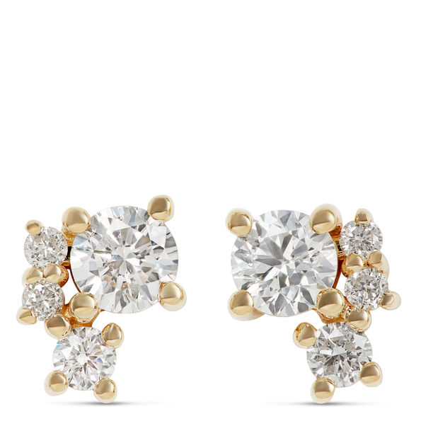 Ikuma Cluster Diamond Earrings, 14K Yellow Gold