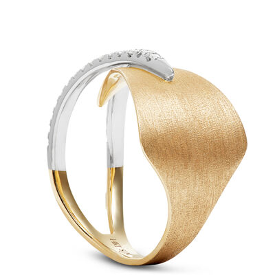 Split Shank Two-Tone Diamond Ring, 14K Mixed Gold