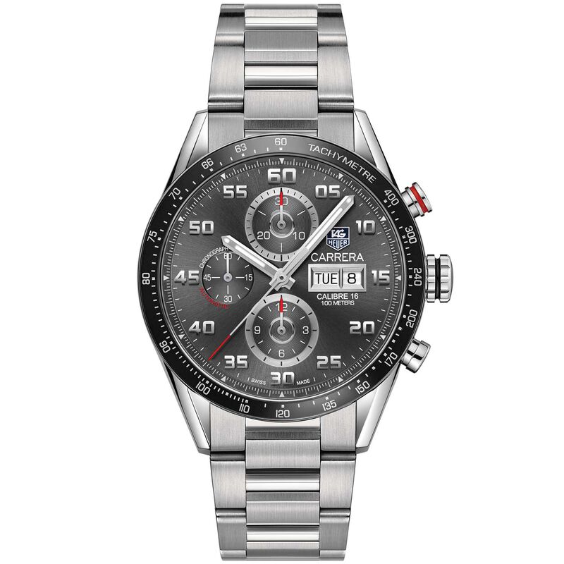 TAG Heuer Carrera Calibre 16 Day Date Automatic Mens Grey Steel Chronograph Watch image number 0
