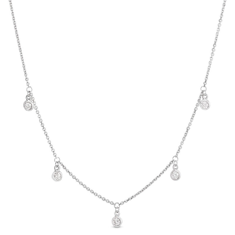 5 Bezel Diamond Dangle Necklace, 14K White Gold image number 0
