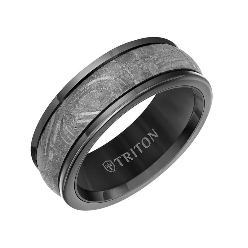 TRITON Custom Comfort Fit Meteorite Band in Black Tungsten, 8 mm image number 0