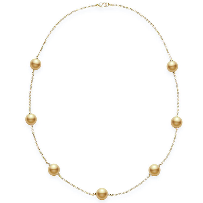 Mikimoto Golden South Sea Cultured Pearl Station Necklace 18K image number 1