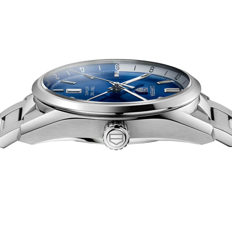 TAG Heuer Carrera Calibre 7 Twin Time Auto Blue Steel Watch, 41mm image number 4
