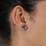 Sapphire & Diamond Flower Earrings 14K