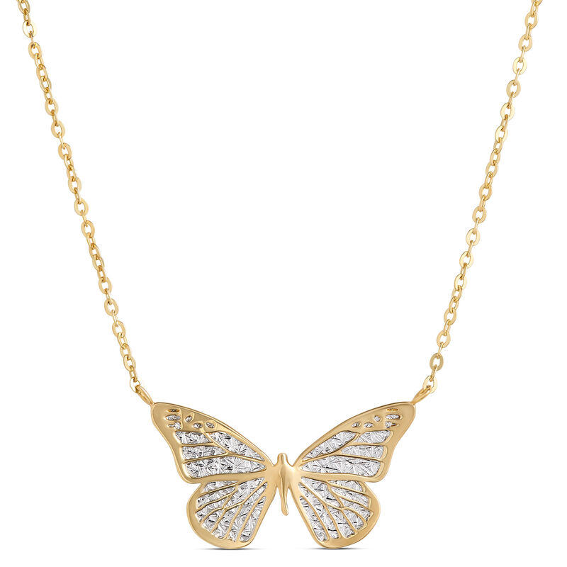 Toscano Diamond Cut Butterfly Pendant, 14K Yellow Gold image number 0