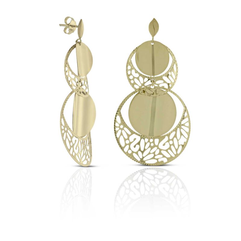 Toscano Tiered Disc Earrings 14K image number 0