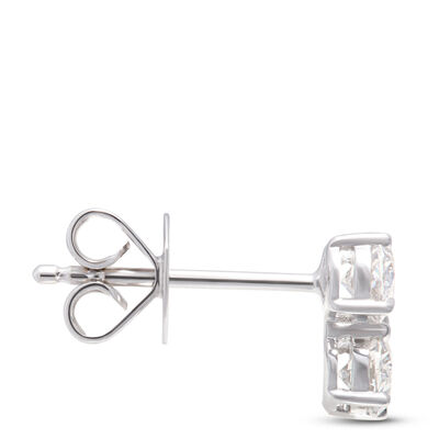 Oval Diamond Stud Earrings, 9/10 Total Carat Weight, 18K White Gold