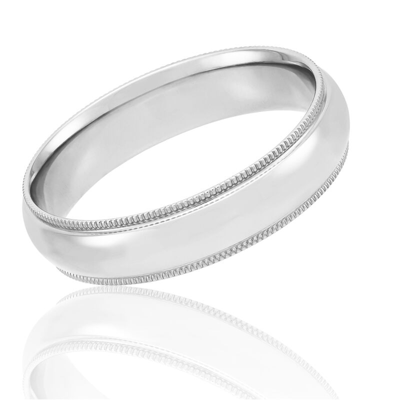 Polished Milgrain Edge Comfort Fit 5mm Band in Platinum image number 0