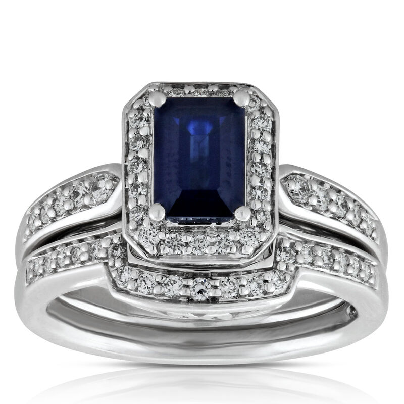 Sapphire & Diamond Bridal Set 14K image number 0
