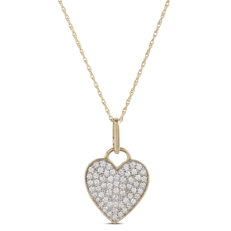 Pave Diamond Heart Pendant, 14K Two-Tone Gold image number 0
