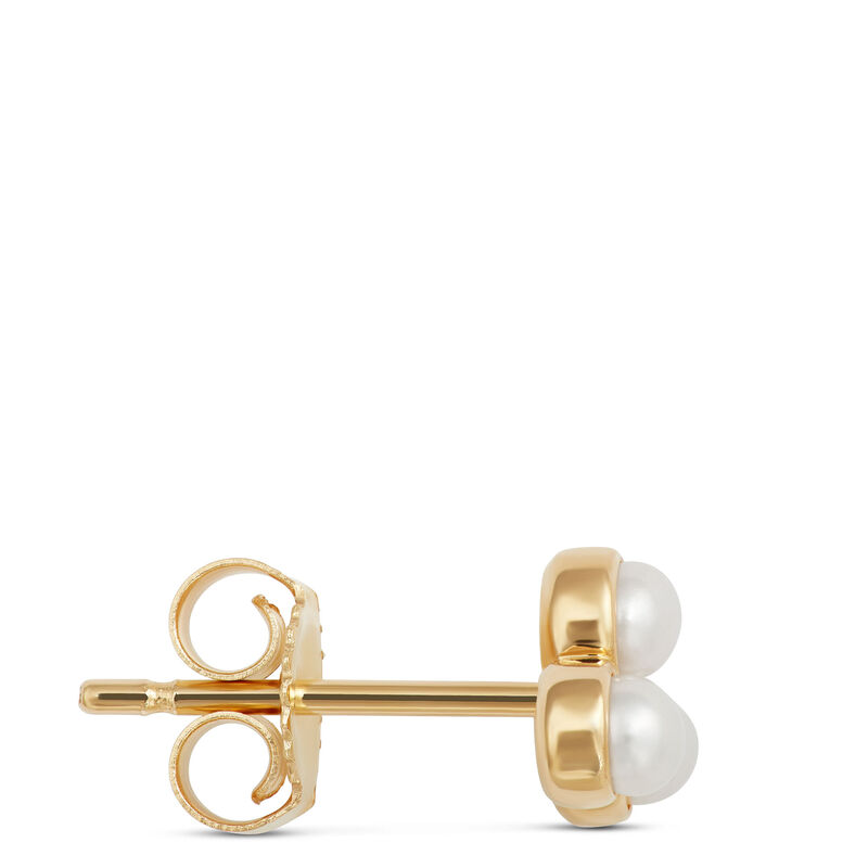 Three-Pearl Studs, 14K Yellow Gold image number 1