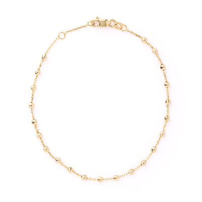 Adjustable Bead Station Bracelet, 14K Yellow Gold