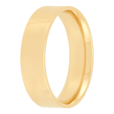 Yellow Gold Polished Pipe Comfort Fit 6mm Band 18K