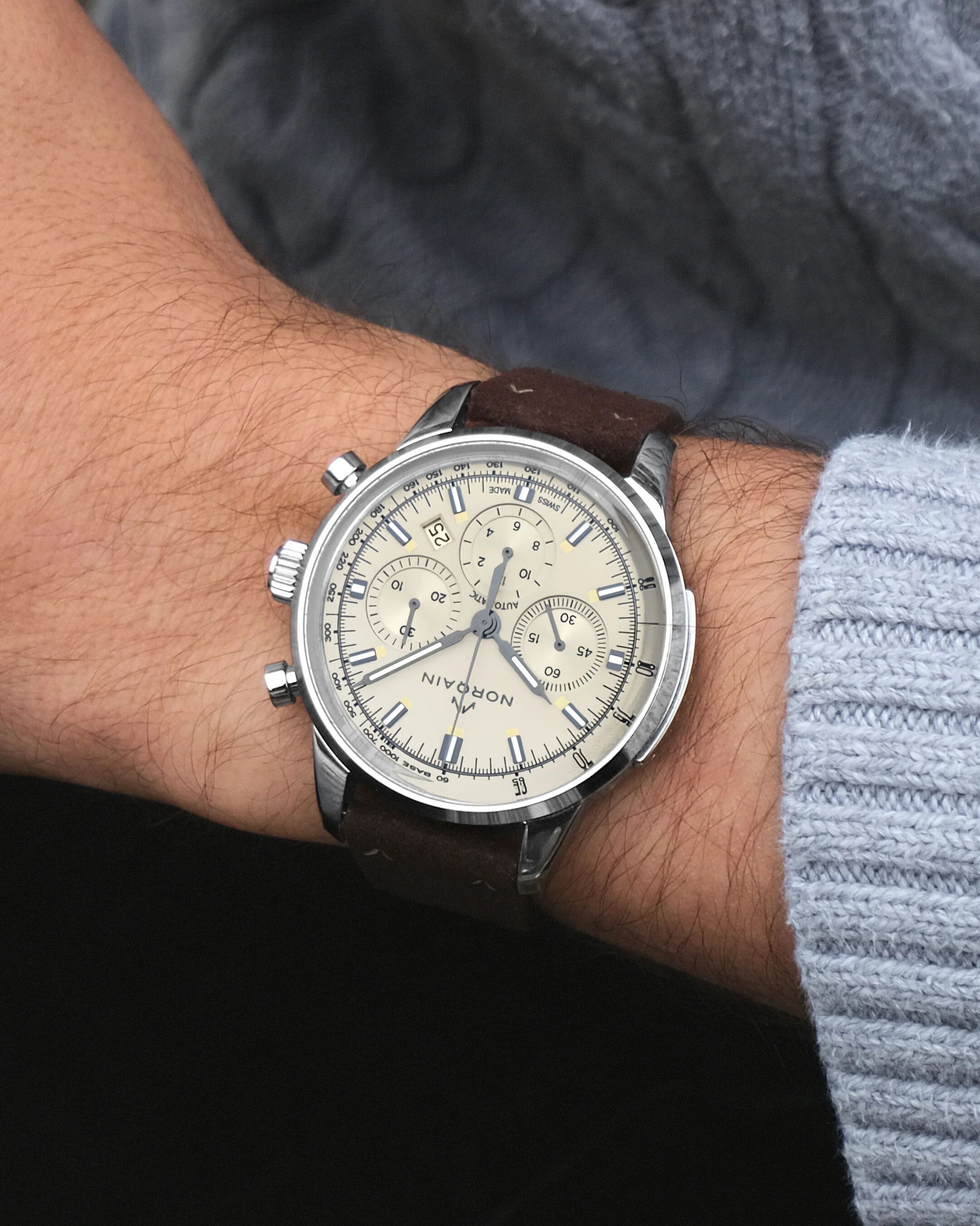 NORQAIN Freedom 60 Chrono Cream Dial Watch, 43mm
