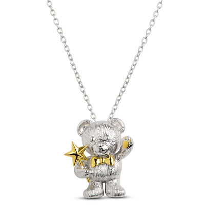 2025 Benny Bear with Wand Necklace, Sterling Silver
