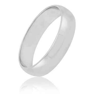White Gold Polished Rounded 5mm Band 18K