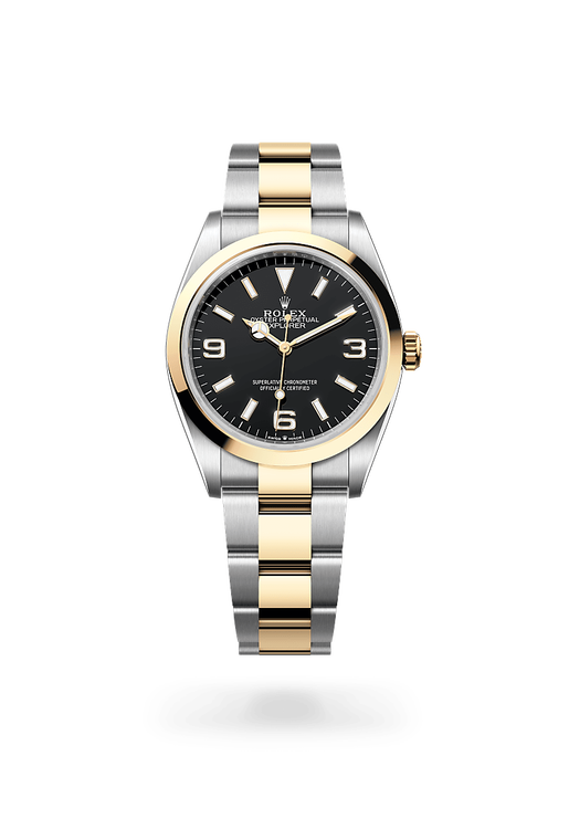 rolex explorer in yellow rolesor - combination of oystersteel and yellow gold, m124273-0001 - ben bridge