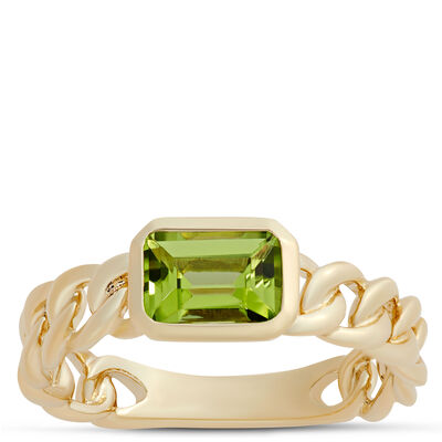 Linked Shank Peridot Ring, 14K Yellow Gold