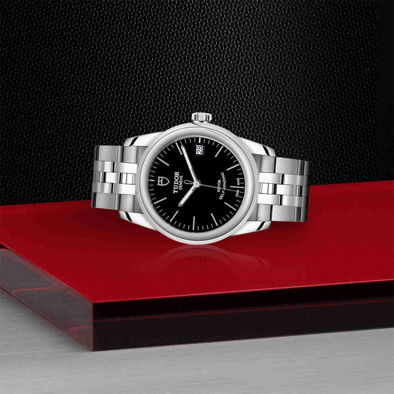 TUDOR Glamour Date Watch Steel Case Black Dial Steel Bracelet, 36mm image number 2